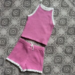 H&M Pink Ribbed Pajama Set